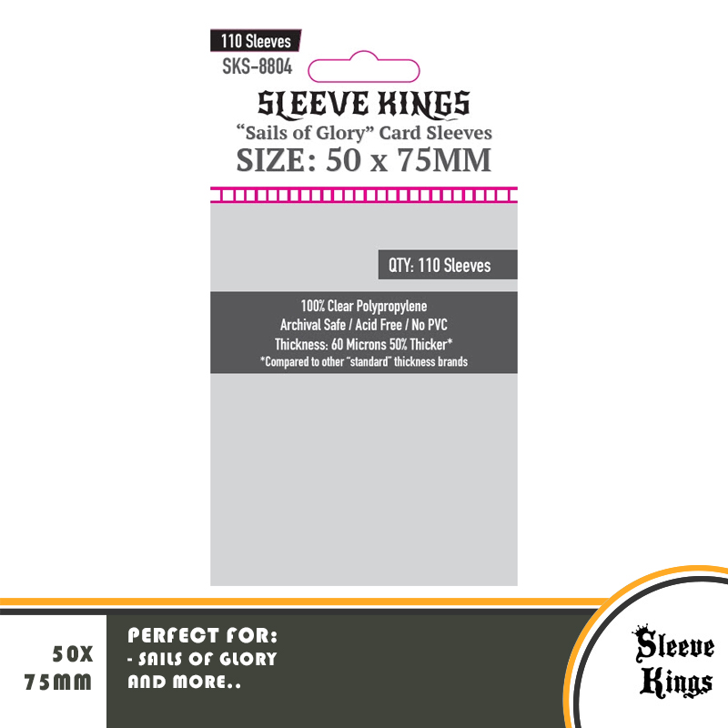 SLEEVE KINGS 'Sails of Glory' Card Size Board Game Sleeves Clear 50 x 75mm 110ct