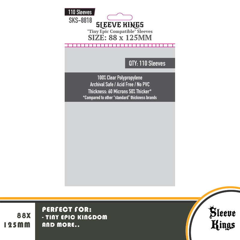 Sleeve Kings Tiny Epic Compatible Sleeves (88x125mm) - 110 Pack, 60 Microns